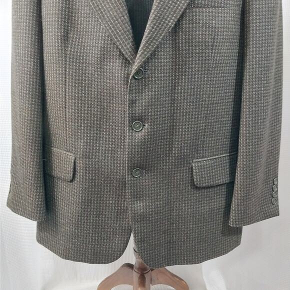 OSCAR DE LA RENTA! 100% WOOL BLACK, BURGUNDY, GREEN PLAID 3 BUTTON BLAZER!SZ 44R - Picture 5 of 11